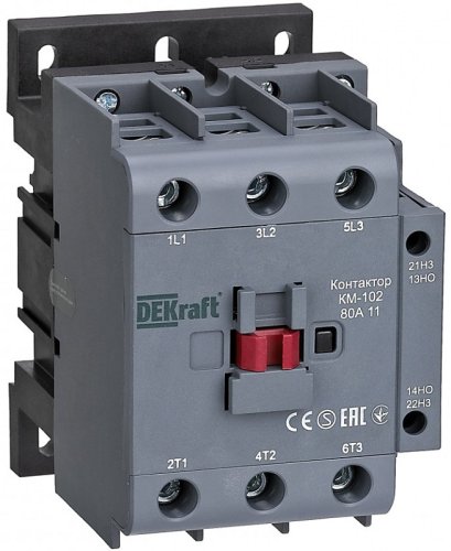 Контактор DEKraft КМ-102 3п 1НО+1НЗ 80А 400В тип АС3  картинка